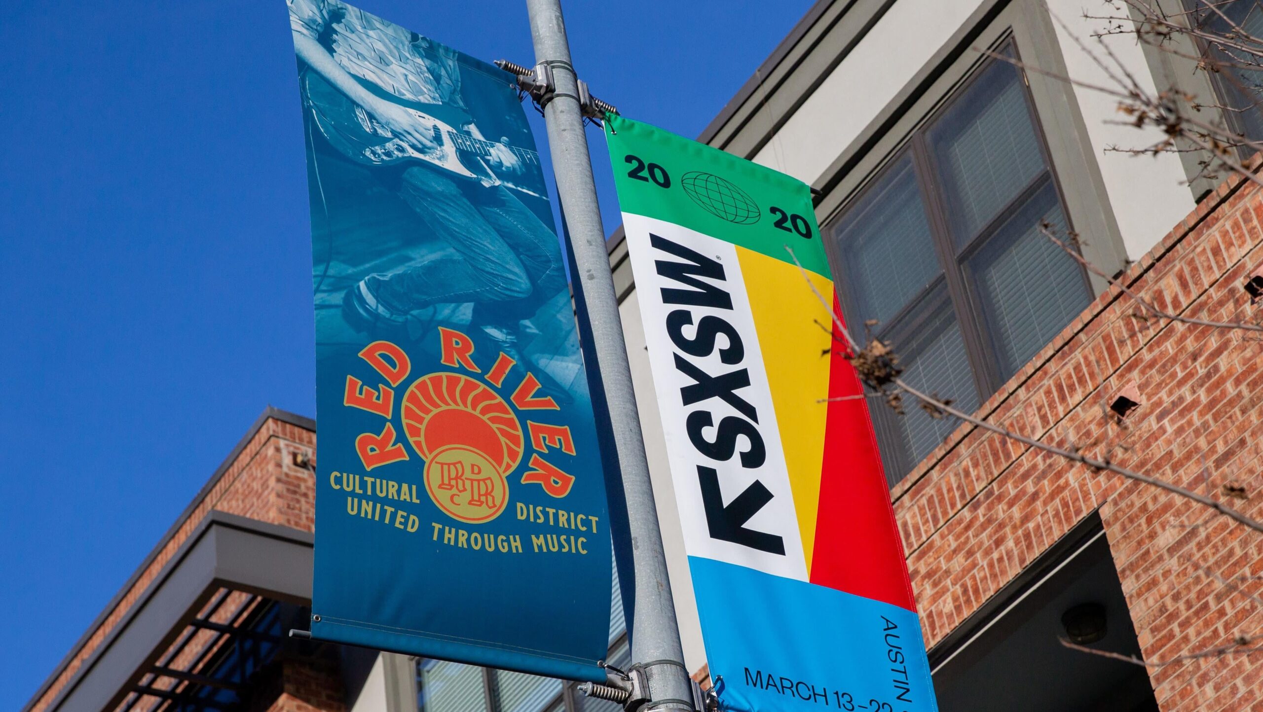 SXSW 2020 banners are seen in the Red River Cultural District on March 6, 2020, in Austin Texas. Photo: AFP via Getty Images Suzanne Cordeiro
