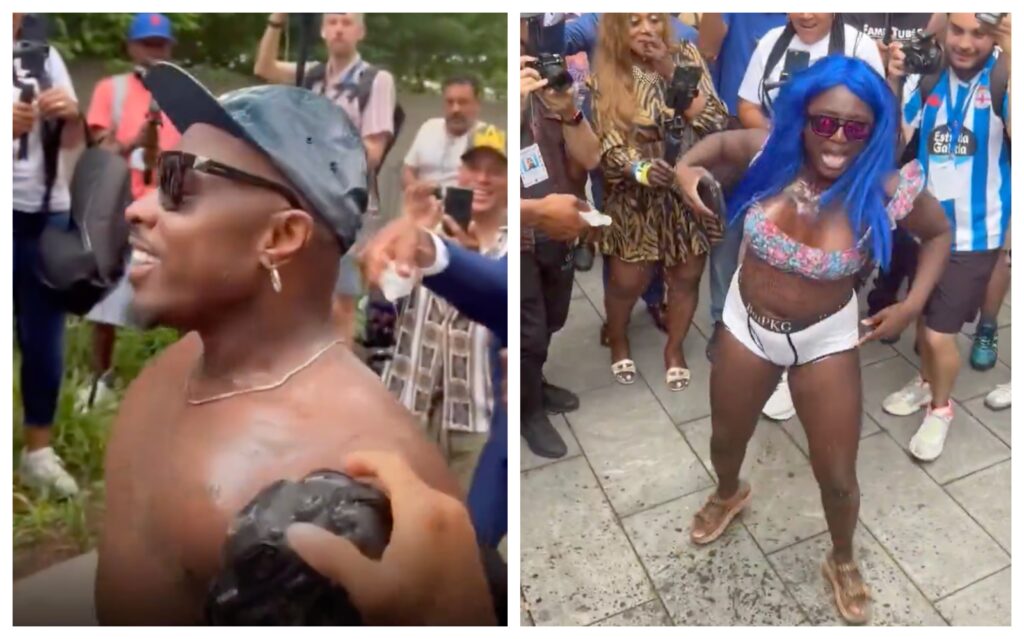 WATCH: Diddy Fans Pour Baby Oil Over Each Other Outside the Courthouse Following Verdict, and the Internet Has Thoughts